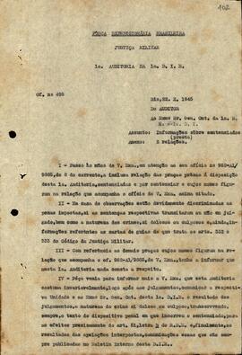 Ofício n. 495/1945-1AUD1DIE - Relação de sentenciados