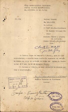 Ofício 972/1946 - Relação de processos e documentos da 2ª Auditoria 1ª DIE (FEB)