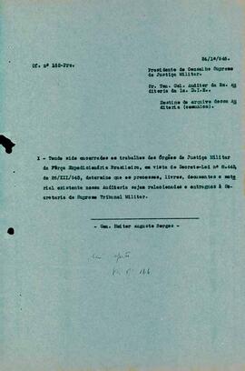 Ofício 162-Pres/1946 - Comunica ao STM o encerramento dos trabalhos do CSJM-FEB