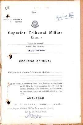 Recurso Criminal n. 5.359/1980 - Apenso 3
