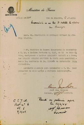 Ofício 558/1944 - Designação do Auditor e Promotor da 1ª Aud/1ª DIE